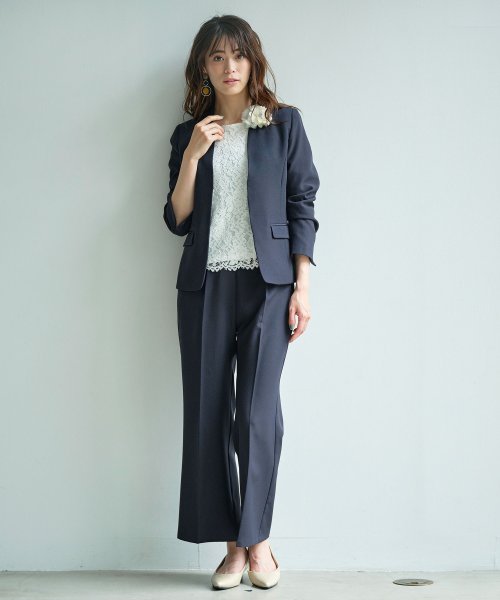 セール】【4点セット】〈ワイドパンツ〉ノーカラージャケットパンツ  