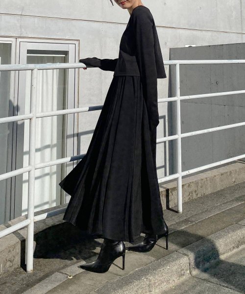 MIELI INVARIANT(ミエリ インヴァリアント)/Flare Pleat Docking Dress/img37
