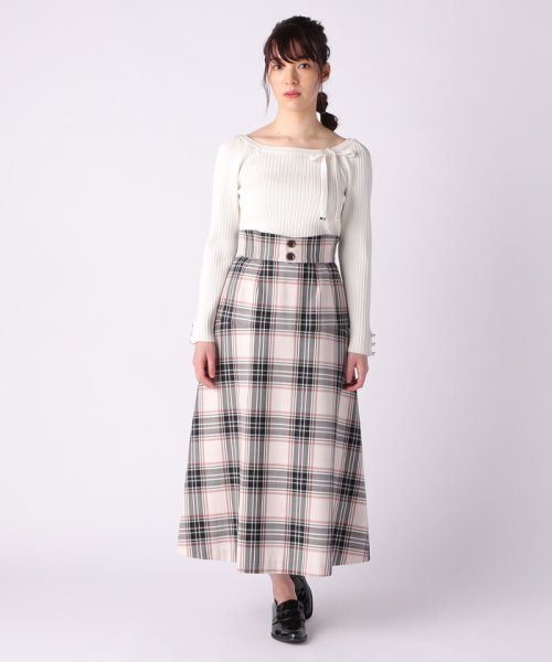 セール ベルト付タータンチェックロングスカート レッセ パッセ Laisse Passe Magaseek