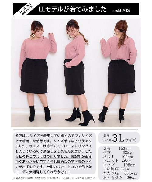 GOLD JAPAN(ゴールドジャパン)/大きいサイズ レディース ビッグサイズ 裏シャギー台形スカート/img15