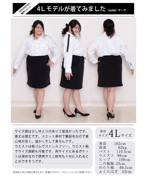 GOLD JAPAN(ゴールドジャパン)/大きいサイズ レディース ビッグサイズ 裏シャギー台形スカート/img16