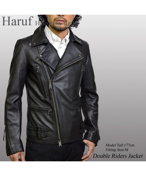 Haruf(ハルフ)/レザージャケット ライダースジャケット 革ジャン メンズ 本革 ダブルライダース バイクジャケット カウレザー TQPUK1/img05