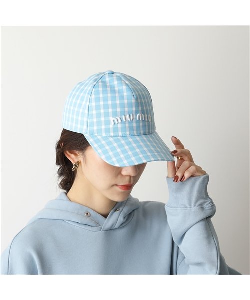 MIUMIU(ミュウミュウ)/【MIUMIU(ミュウミュウ)】ベースボールキャップ 5HC179 2DQ0 レディース プリントファブリック 立体ロゴ刺繍 チェック柄 帽子 /img05