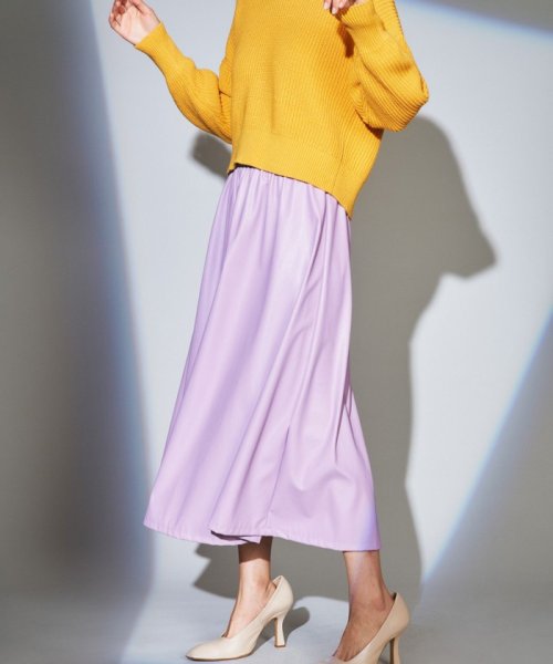 フェイクレザースカート 