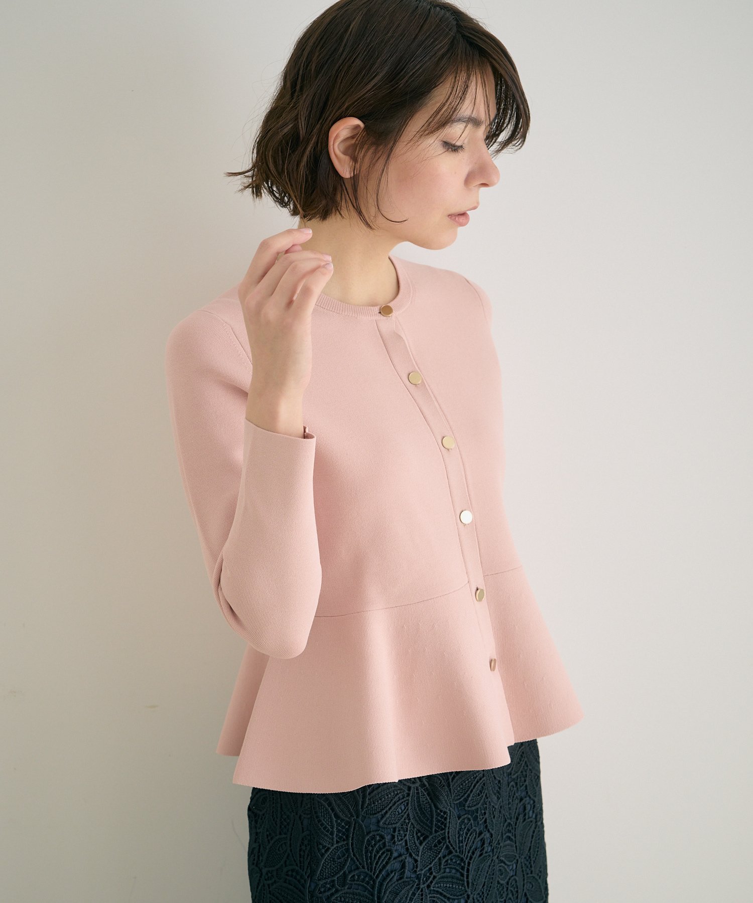 アナイ(ANAYI) |レーヨンナイロンペプラムカーディガン(504489370