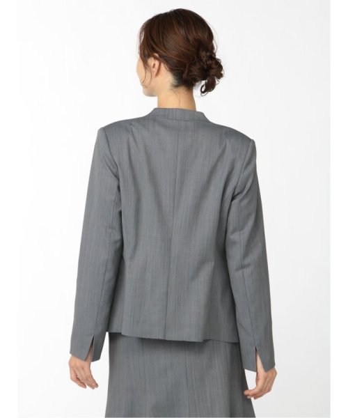 ストレッチウォッシャブル ウール混セットアップ カラーレスジャケット ダルブルー レディース セットアップ スーツ ジャケット ビジネス カジュアル 仕事 ビジネス・フォーマル スーツセットアップ L1398306934(10725円)