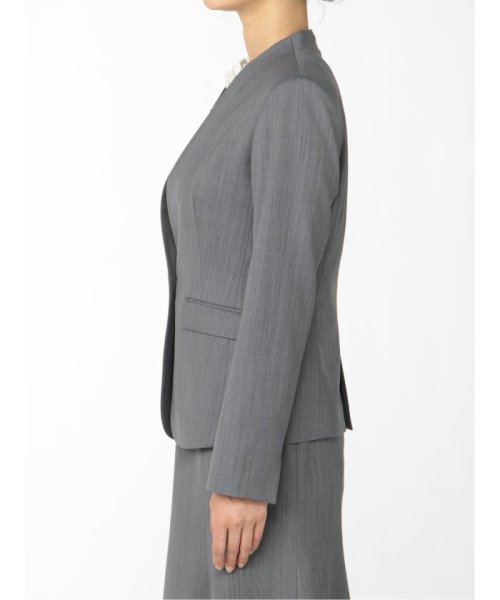 ストレッチウォッシャブル ウール混セットアップ カラーレスジャケット ダルブルー レディース セットアップ スーツ ジャケット ビジネス カジュアル 仕事 ビジネス・フォーマル スーツセットアップ L1398306934(10725円)