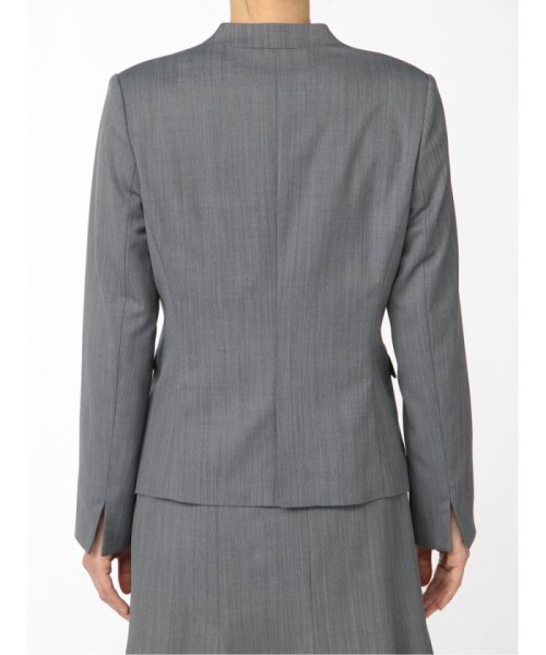 ストレッチウォッシャブル ウール混セットアップ カラーレスジャケット ダルブルー レディース セットアップ スーツ ジャケット ビジネス カジュアル 仕事 ビジネス・フォーマル スーツセットアップ L1398306934(10725円)