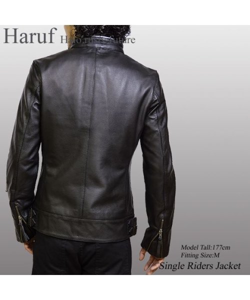 Haruf(ハルフ)/レザージャケット ライダースジャケット 革ジャン メンズ 本革 シングルライダース バイクジャケット カウレザー TQPUK3/img06