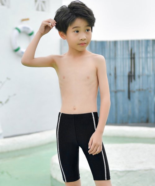 TeddyShop(テディショップ)/スクール水着 キッズ 男の子 子供 ハーフパンツ スイムキャップ 2点セット 小学生 サーフパンツ ジュニア 男児用 水遊び/img01