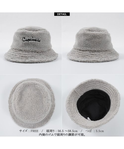 1111clothing(ワンフォークロージング)/バケットハット メンズ ハット レディース ボアハット ◆ボア ロゴ刺繍 バケットハット◆ ワンポイント 刺繍 帽子 男女兼用 バケハ 大きめ 大きいサイズ 韓/img04