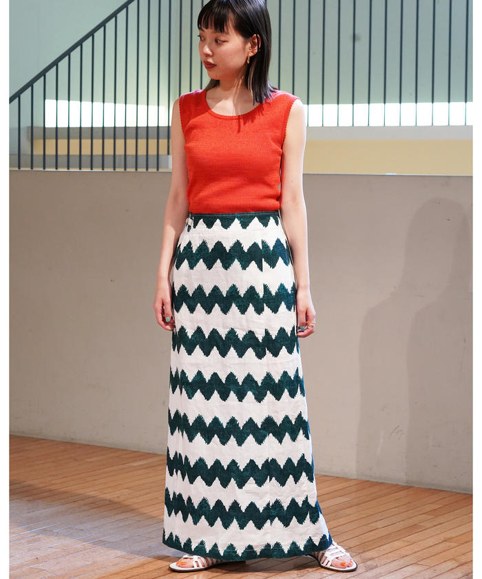 リネン Aラインロングスカート