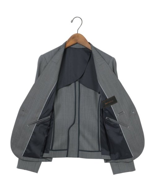 ストレッチウォッシャブル ウール混セットアップ カラーレスジャケット ダルブルー レディース セットアップ スーツ ジャケット ビジネス カジュアル 仕事 ビジネス・フォーマル スーツセットアップ L1398306934(10725円)