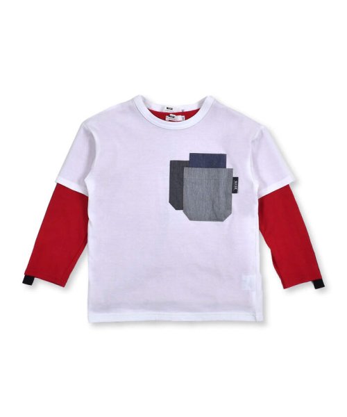 WASK(ワスク)/ダンガリー ポケット Tシャツ + 袖 テープ ロング Tシャツ セット (10/img04