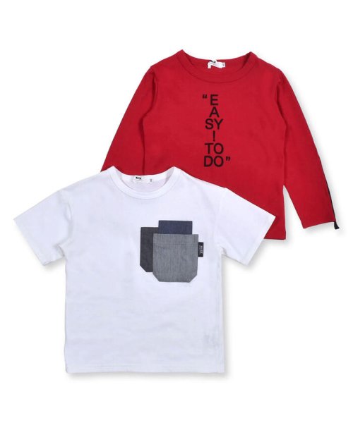WASK(ワスク)/ダンガリー ポケット Tシャツ + 袖 テープ ロング Tシャツ セット (10/img06