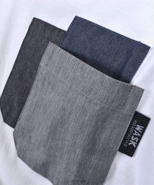 WASK(ワスク)/ダンガリー ポケット Tシャツ + 袖 テープ ロング Tシャツ セット (10/img09