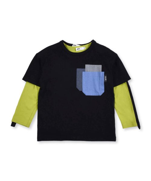 WASK(ワスク)/ダンガリー ポケット Tシャツ + 袖 テープ ロング Tシャツ セット (10/img13