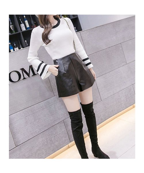 セール フェイクレザーショートパンツ ハイウエスト おしゃれ 冬 美脚効果 セイヘイショップ Seiheishop Magaseek