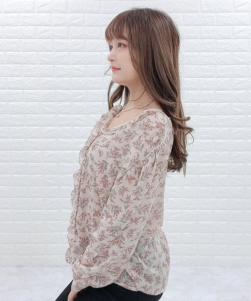 Lace Ladies(レースレディース)/Vネックフローラル長袖シフォンシャツ/img08