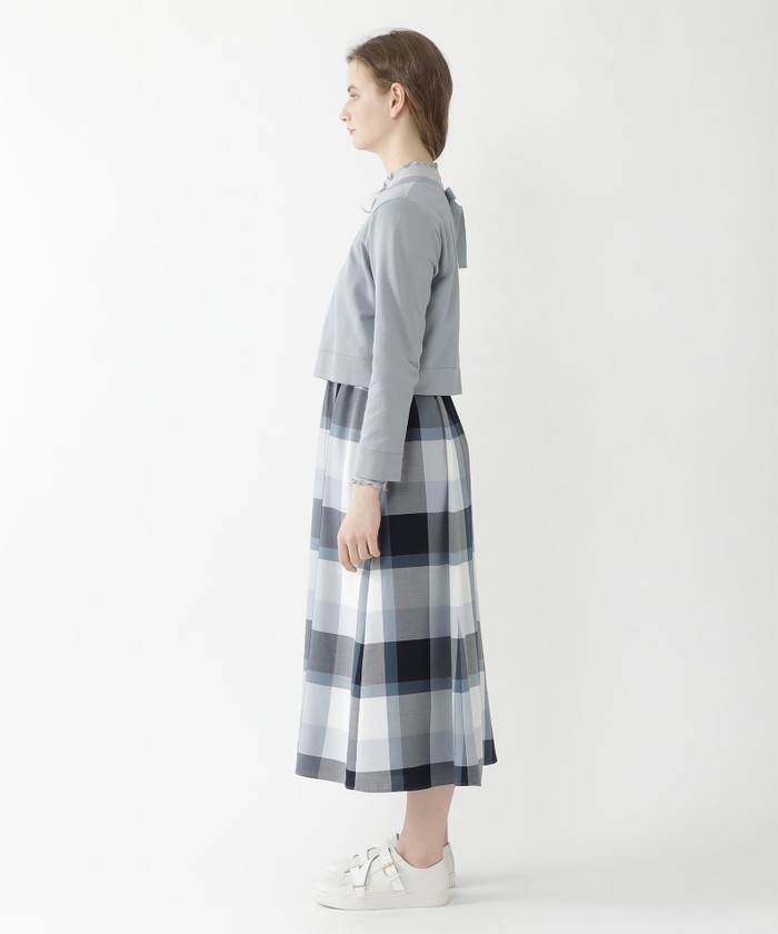 クレストブリッジチェックエアリーツイル カットソーコンビ