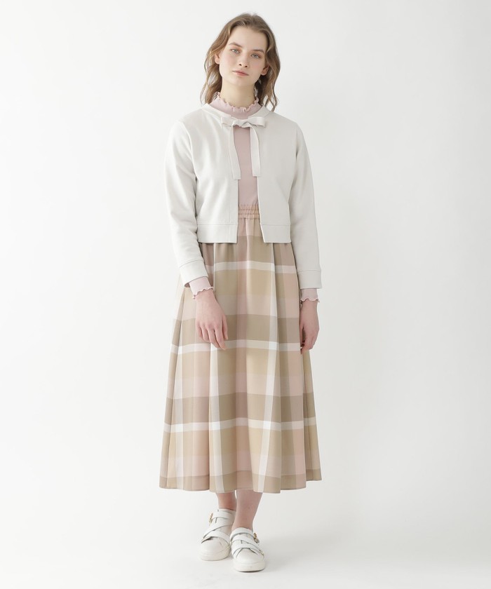 クレストブリッジチェックエアリーツイル カットソーコンビ