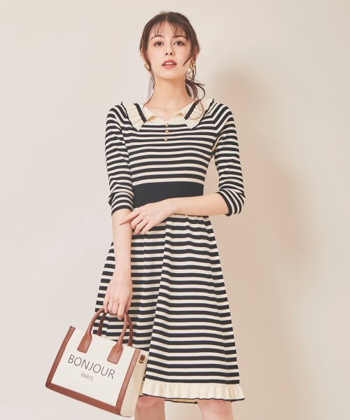 襟付きボーダーニットワンピース トランテアン ソン ドゥ モード 31 Sons De Mode Magaseek