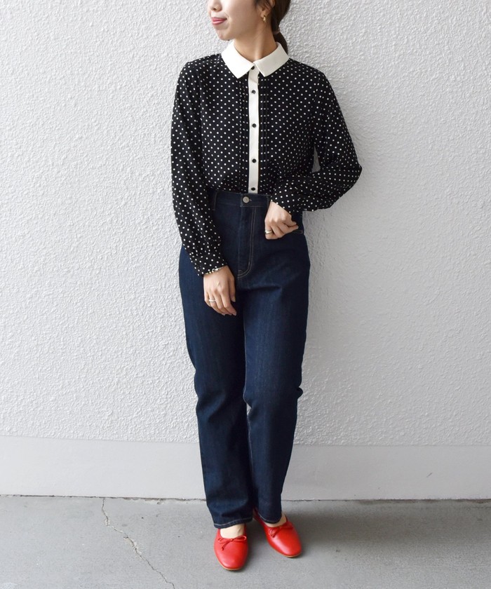 高品質の激安 予約 Ships Any ウォッシャブル ジョーゼット ポイントカラー シャツ ブラウス トップス