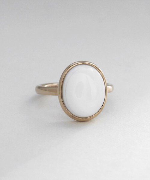 K10カラーストーン（白蝶貝）オーバルカボションリング 