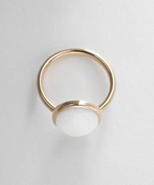 K10カラーストーン（白蝶貝）オーバルカボションリング 