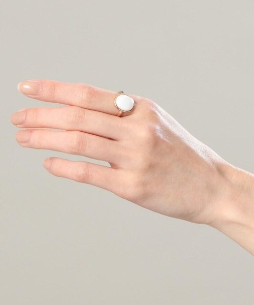 K10カラーストーン（白蝶貝）オーバルカボションリング 