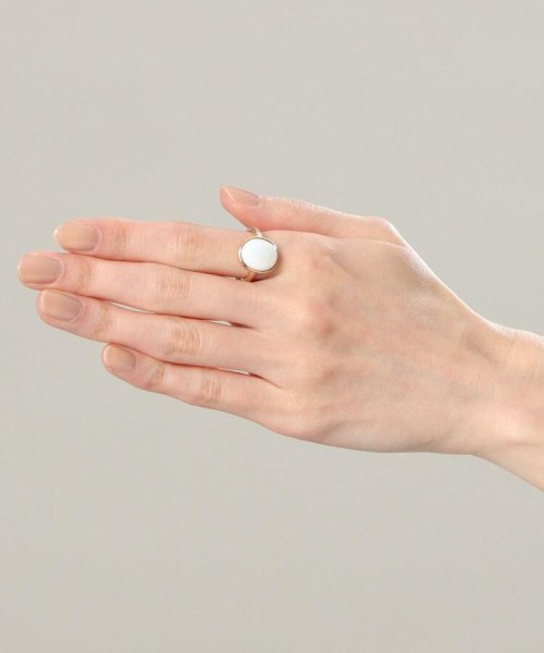 K10カラーストーン（白蝶貝）オーバルカボションリング 