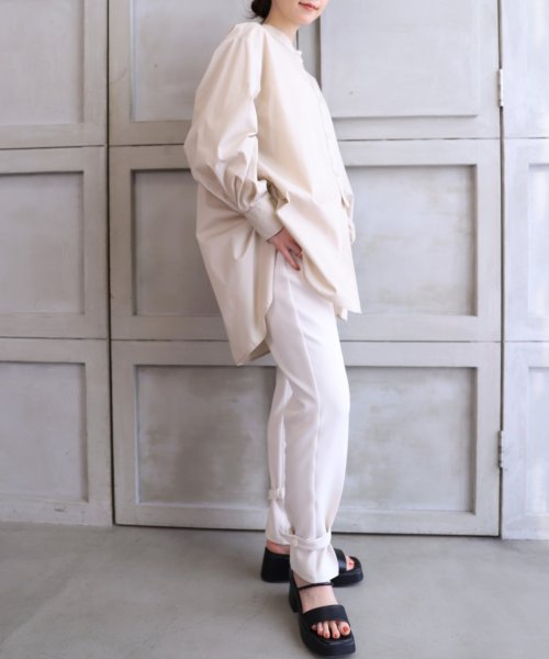 T Cブロードスタンドカラールーズドレスシャツ モーメントプラス Moment Magaseek