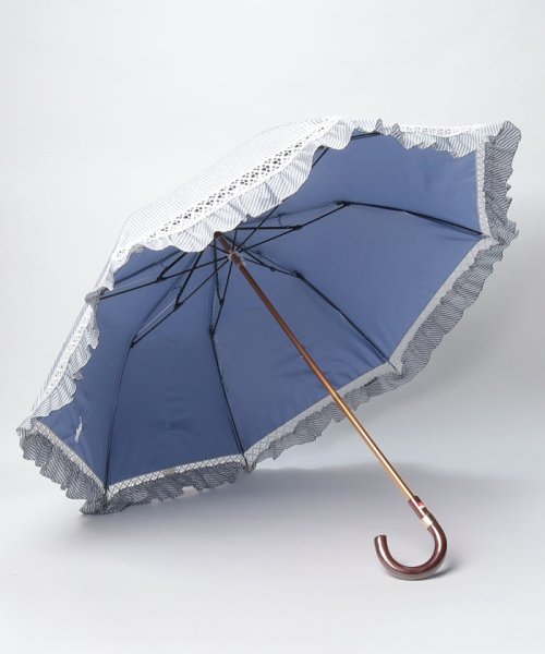 POLO RALPH LAUREN(umbrella)(ポロラルフローレン（傘）)/晴雨兼用折りたたみ日傘　”ストライプ フリル”/img01