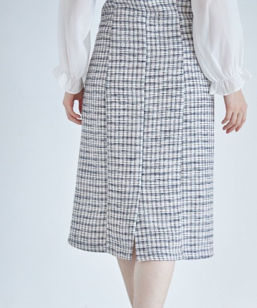 tocco closet(トッコクローゼット)/レイヤード風プチフリルネックキャンディースリーブ切替ツイードワンピース/img07