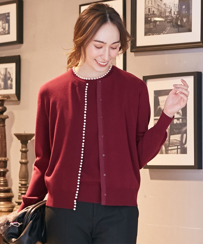 【ＷＥＢ限定カラー有】コットンパールニット　クルーネック　カーディガン WEB限定カラー有】コットンパールニット クルーネック