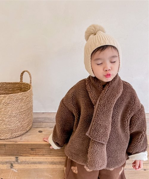 aimoha(aimoha（アイモハ）)/【aimoha－KIDS－】韓国子供服 暖かいボアジャケット+マフラーセット/img12