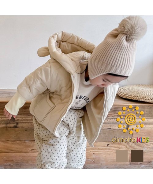 aimoha(aimoha（アイモハ）)/【aimoha－KIDS－】韓国子供服 クマ耳付き 暖かいフード付き中綿ジャケット/img01