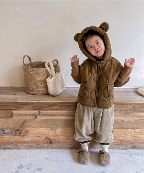 aimoha(aimoha（アイモハ）)/【aimoha－KIDS－】韓国子供服 クマ耳付き 暖かいフード付き中綿ジャケット/img02