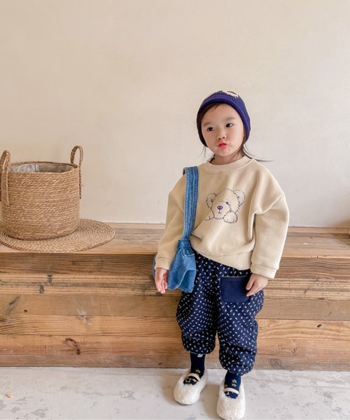 aimoha(aimoha（アイモハ）)/【aimoha－KIDS－】韓国子供服 暖かい中綿植物柄テーパードパンツ フロントポケットパンツ/img04