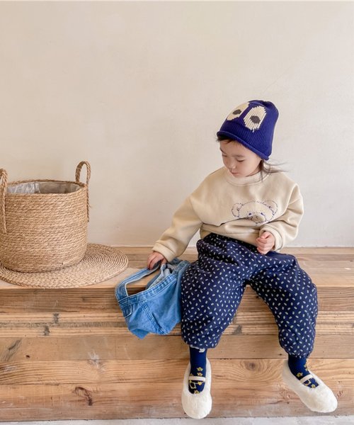 aimoha(aimoha（アイモハ）)/【aimoha－KIDS－】韓国子供服 暖かい中綿植物柄テーパードパンツ フロントポケットパンツ/img05