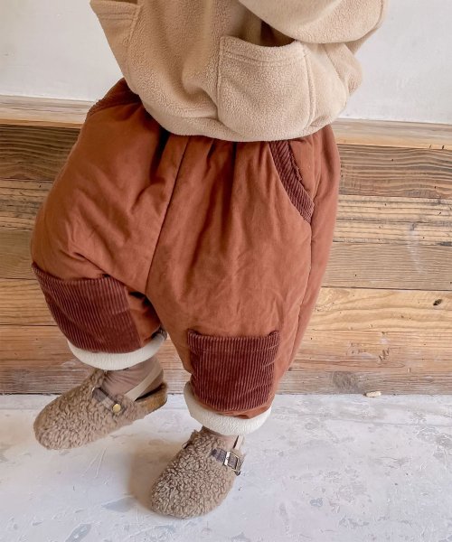 aimoha(aimoha（アイモハ）)/【aimoha－KIDS－】韓国子供服 膝ワッペン暖かい中綿パンツ キッズパンツ/img01