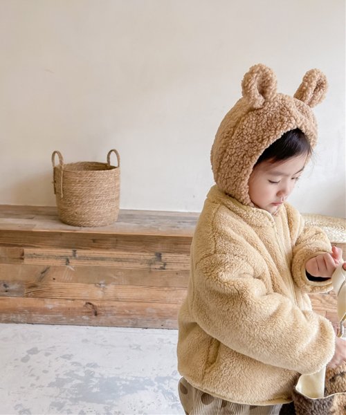 aimoha(aimoha（アイモハ）)/【aimoha－KIDS－】韓国子供服 クマ刺繍暖かいボアジャケット キッズ/img01