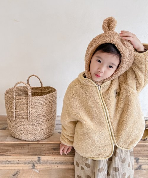 aimoha(aimoha（アイモハ）)/【aimoha－KIDS－】韓国子供服 クマ刺繍暖かいボアジャケット キッズ/img02