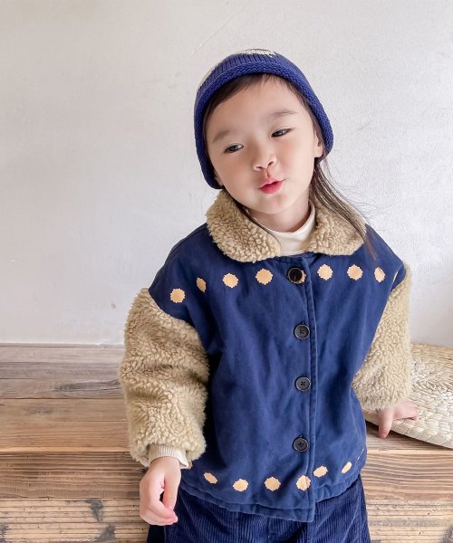 aimoha(aimoha（アイモハ）)/【aimoha－KIDS－】韓国子供服 異素材切り替えボアジャケット/img01