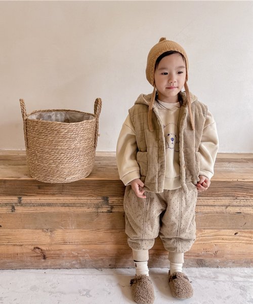 aimoha(aimoha（アイモハ）)/【aimoha－KIDS－】韓国子供服 暖かい中綿ドット柄テーパードパンツ/img01