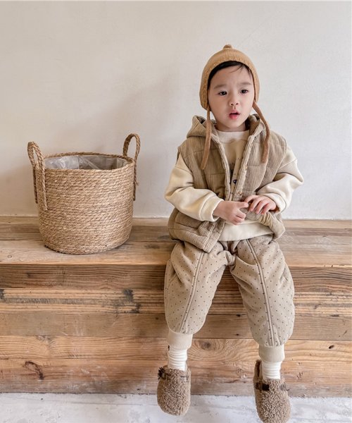 aimoha(aimoha（アイモハ）)/【aimoha－KIDS－】韓国子供服 暖かい中綿ドット柄テーパードパンツ/img02