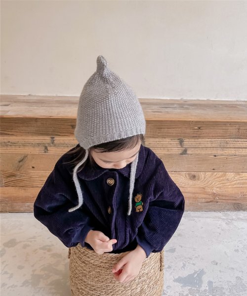 aimoha(aimoha（アイモハ）)/【aimoha－KIDS－】韓国子供服 クマ刺繍ボア裏地暖かい中綿コーデュロイコート/img03
