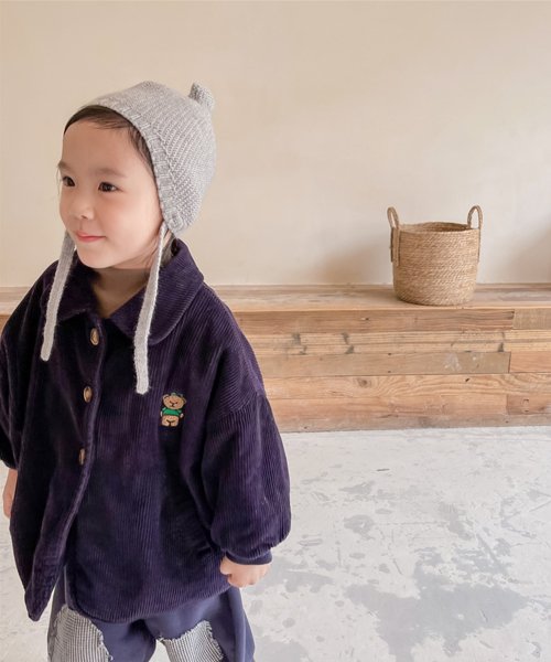 aimoha(aimoha（アイモハ）)/【aimoha－KIDS－】韓国子供服 クマ刺繍ボア裏地暖かい中綿コーデュロイコート/img04