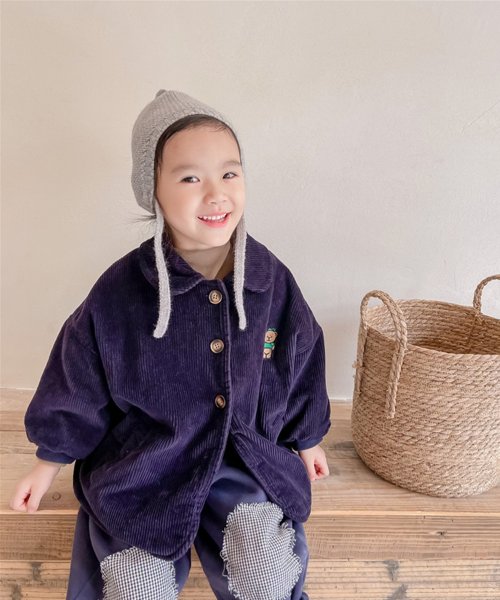 aimoha(aimoha（アイモハ）)/【aimoha－KIDS－】韓国子供服 クマ刺繍ボア裏地暖かい中綿コーデュロイコート/img05