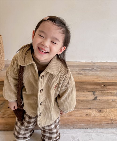 aimoha(aimoha（アイモハ）)/【aimoha－KIDS－】韓国子供服 クマ刺繍ボア裏地暖かい中綿コーデュロイコート/img11